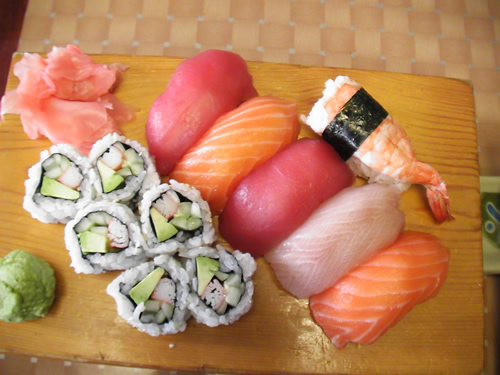 Sakura Hibachi Buffet sushi and Asian dish selection